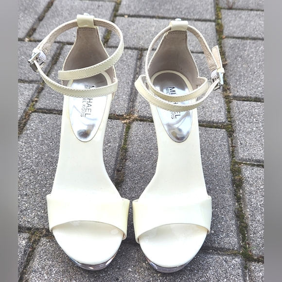 Michael Michael Kors Maribella White Clear Platform Ankle Strap Sandals 7.5 - Picture 2 of 10